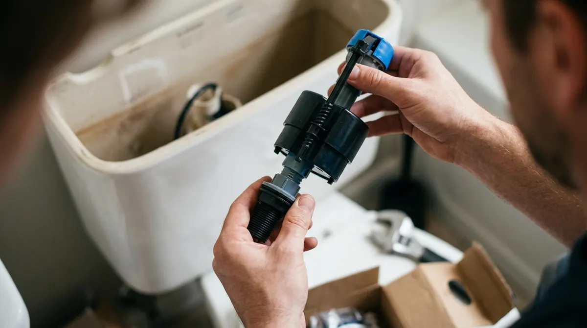 Adjusting the height of a new toilet fill valve inside the tank