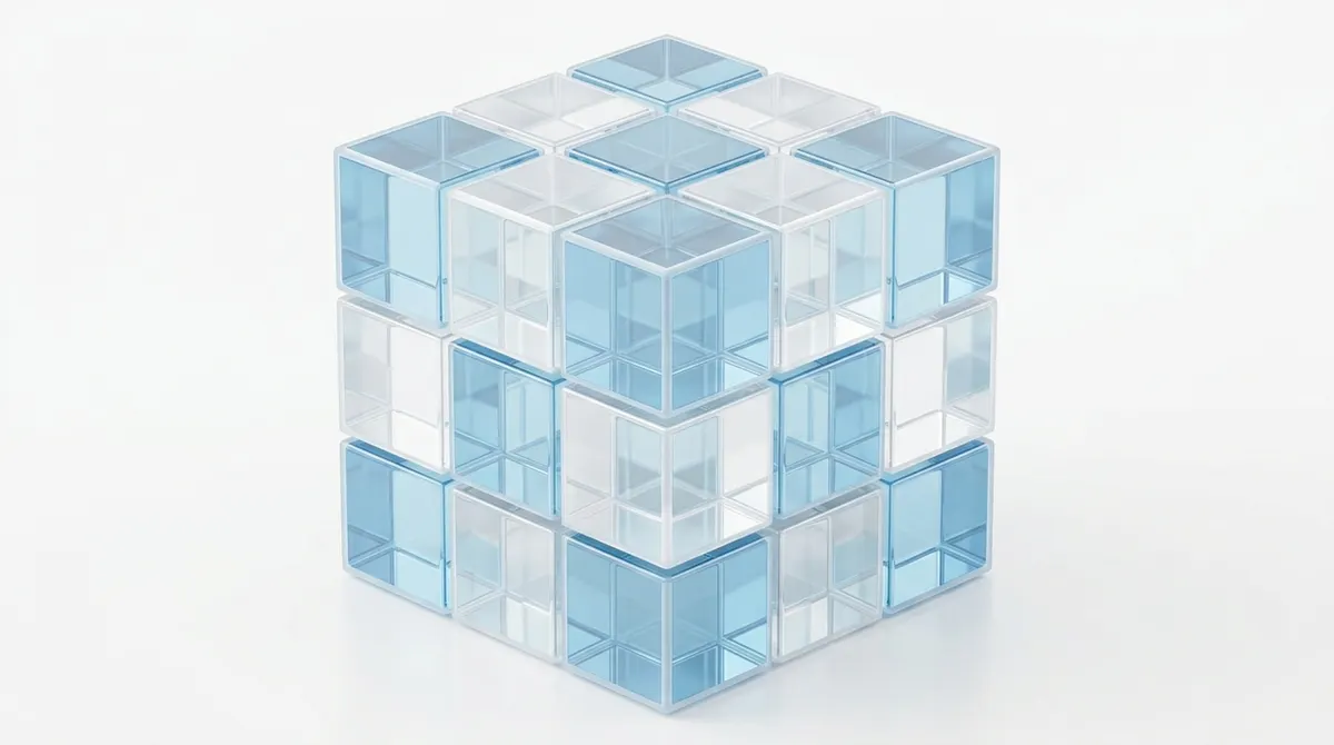 Diagram of a 3 by 3 by 3 foot cube showing 27 one-foot cubes inside a cubic yard