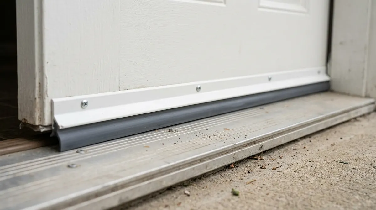 New door sweep installed at the bottom of an exterior door