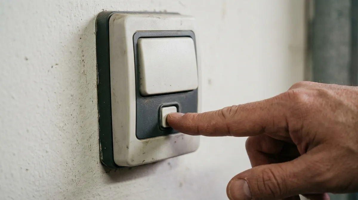 Garage door wall control panel with lock button
