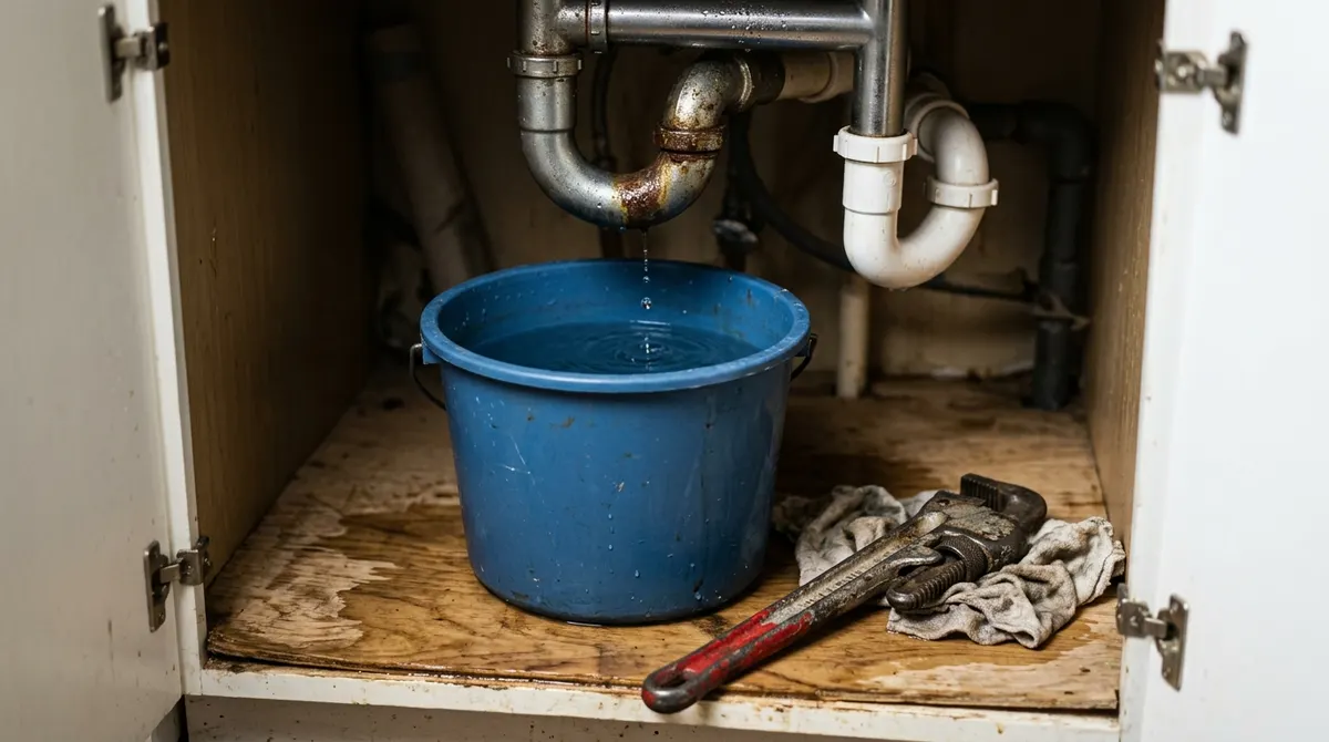 Leaking pipe under sink