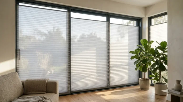 Pleated blinds living room