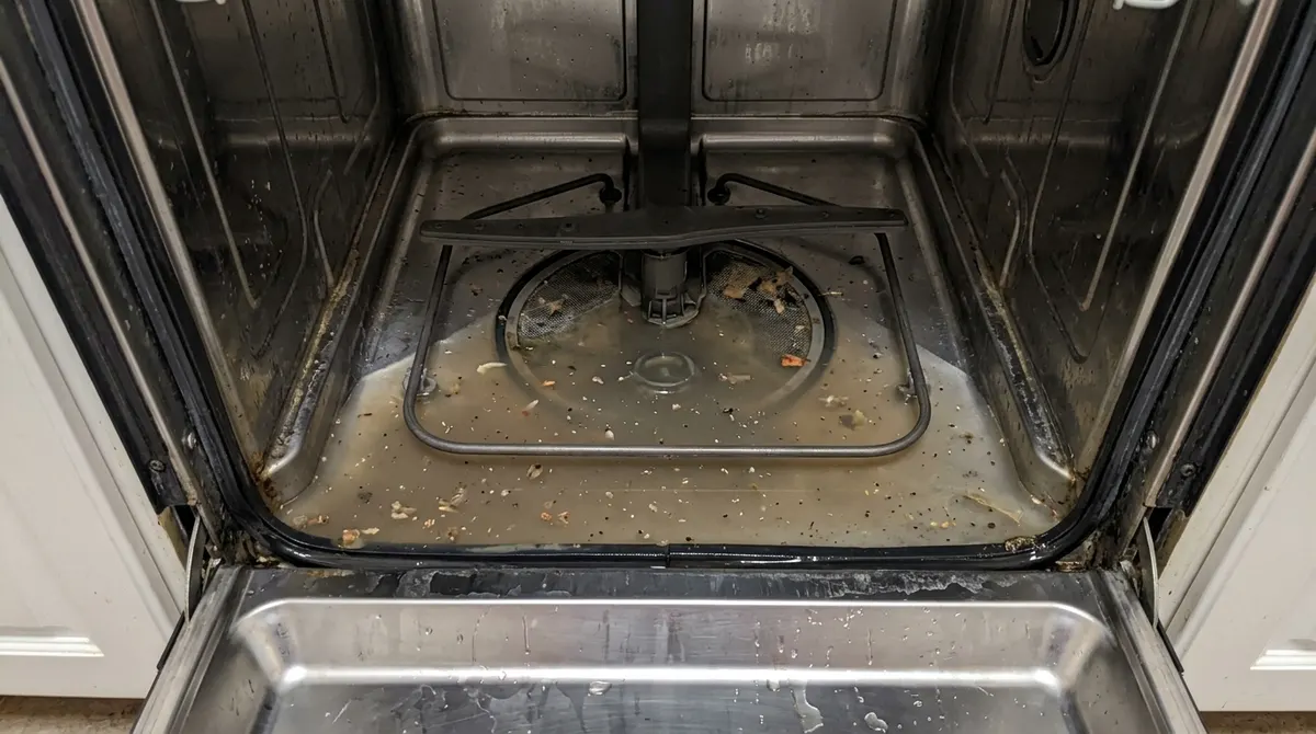 Standing water in the bottom of a dishwasher that isn't draining