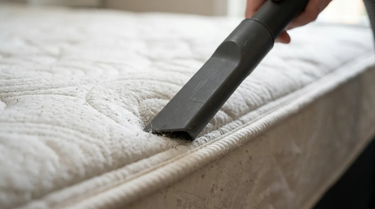 Vacuuming the seams of a mattress with a crevice tool